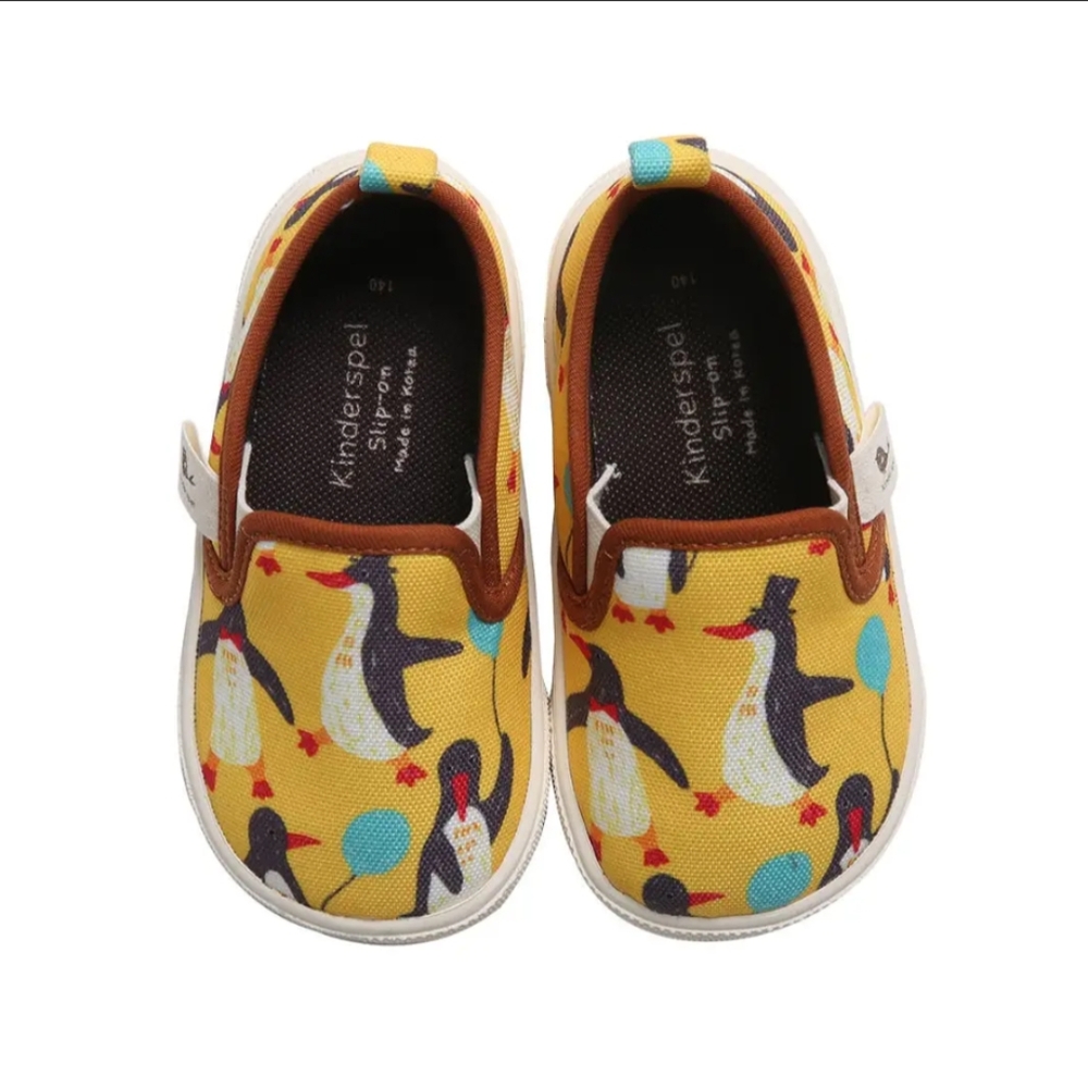Penguin Print Toddler Slip-On Shoes - Yellow and Brown